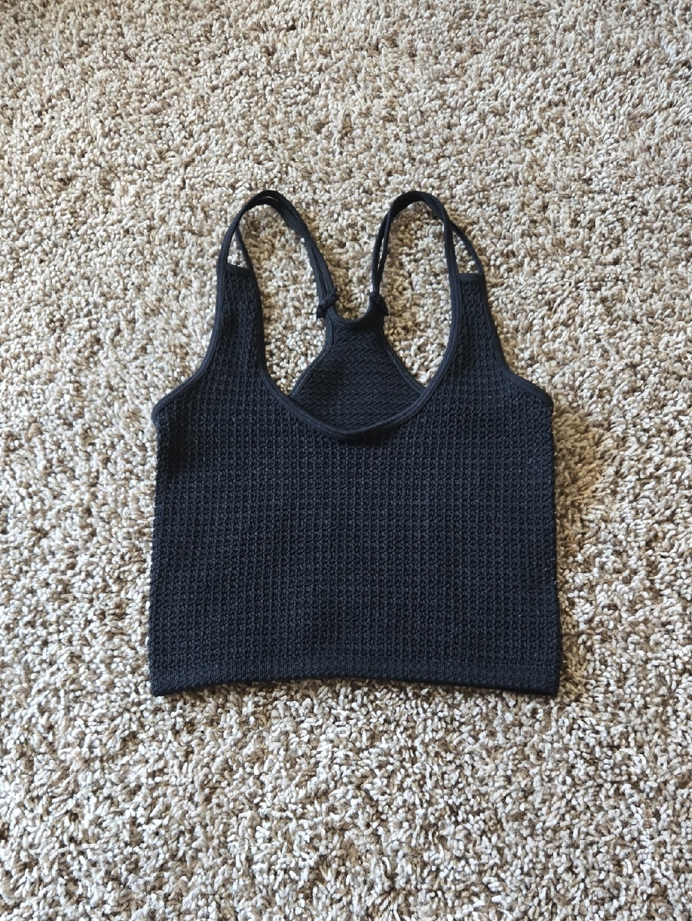FP Movement Black Knit Racerback Cropped Tank Top